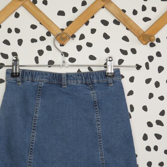 Wonder Nation Button Front Medium Wash Denim Girls Mini Skirt - Picture 4 of 7